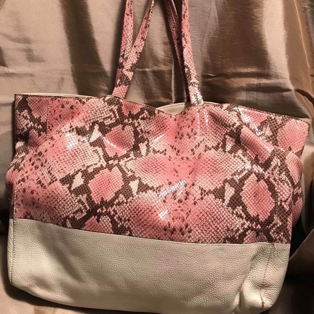 Pink Snake Print Tote Bag